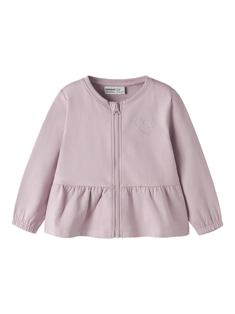 Girl's Taika Sweat Cardigan-Dawn Pink-Front View