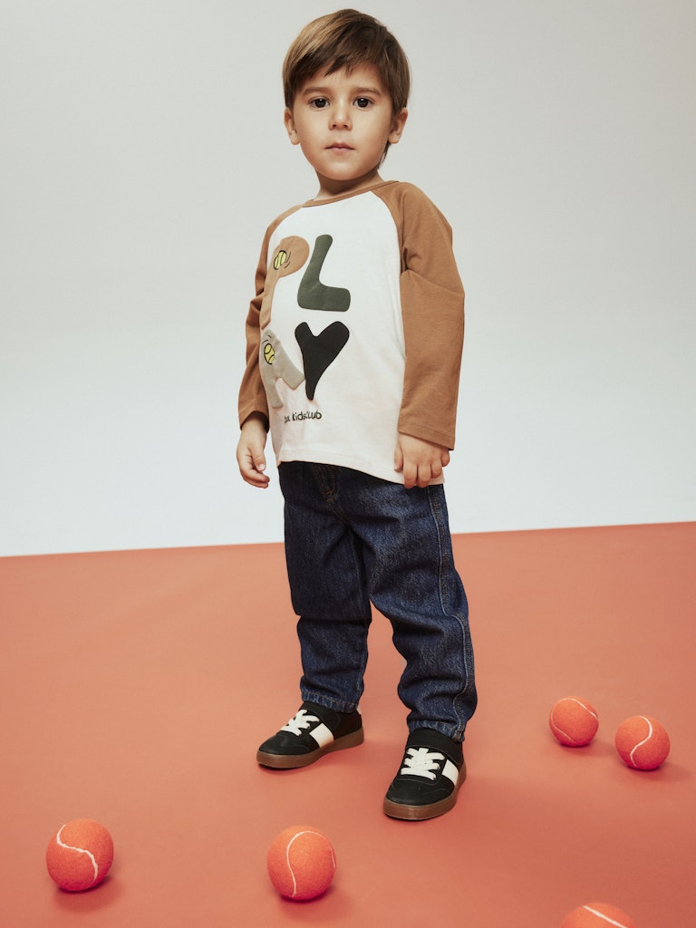 Boys Tilaso Long Sleeve Regular Top-Pumice Stone-Model Full Front View