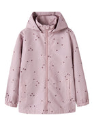 Pink raincoat with heart pattern on a white background