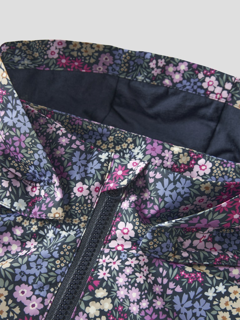Floral patterned fabric with a zipper on a light gray background
