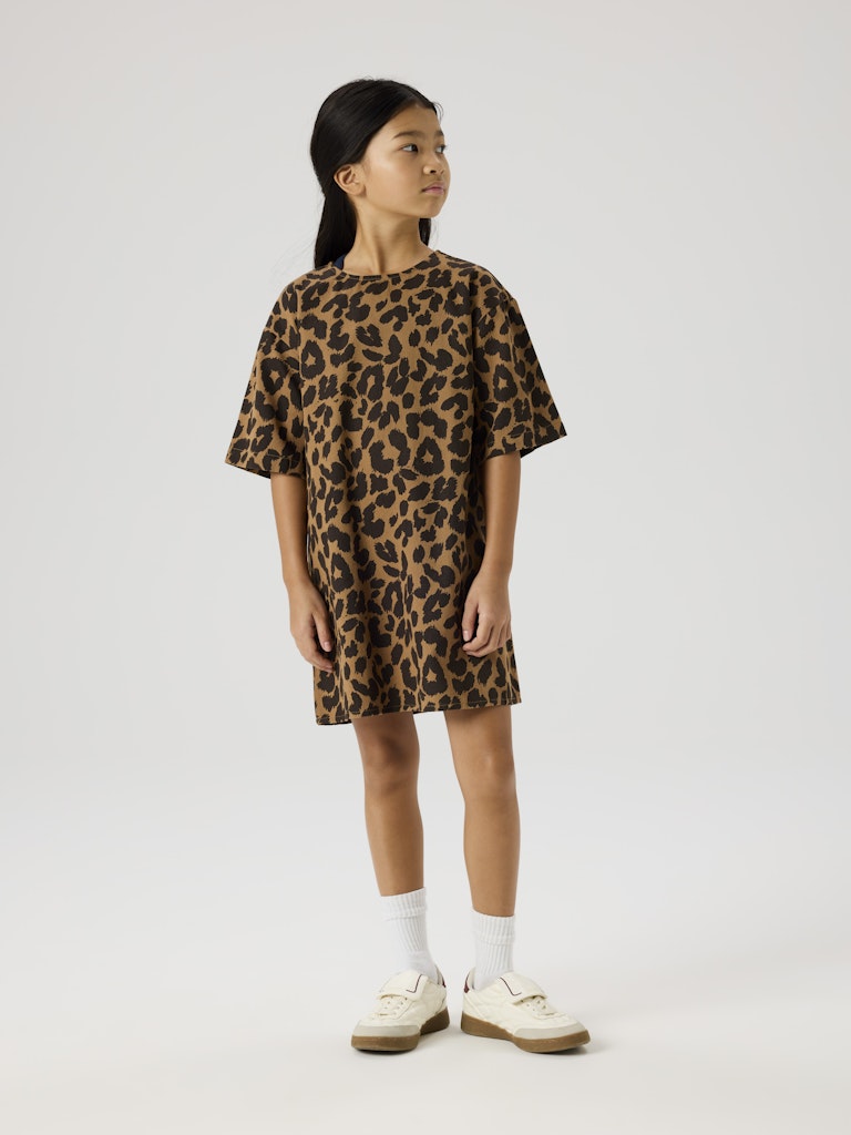 NAME IT Belate Short Sleeve Dress Toasted Coconut front view