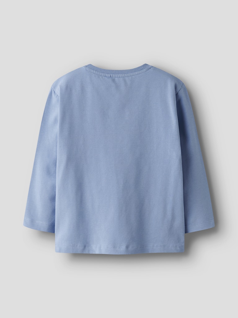 Light blue long-sleeve shirt on a light gray background