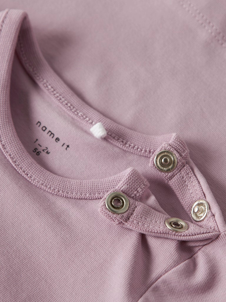 Girl's Bisa Long Sleeve Top-Pink-Nack Button View