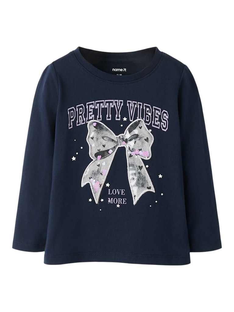 Girl's Betua Long Sleeve Top-Navy-Front View