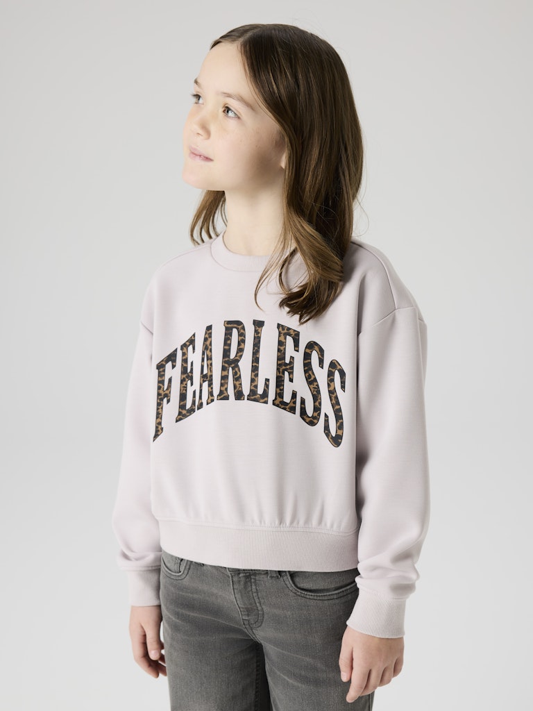 NAME IT Bima Long Sleeve Short Sweat Lilac Marble front view
