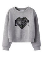 NAME IT Bima Long Sleeve Short Sweat Grey Melange back view