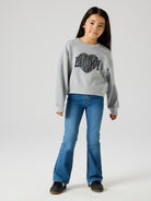 NAME IT Bima Long Sleeve Short Sweat Grey Melange model front view