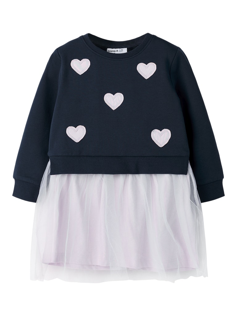 Girl's Bianja Sweat Dress-Navy-Front View