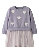 NAME IT Bianja Sweat Dress Lavender Gray front view