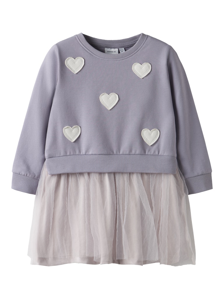 NAME IT Bianja Sweat Dress Lavender Gray front view