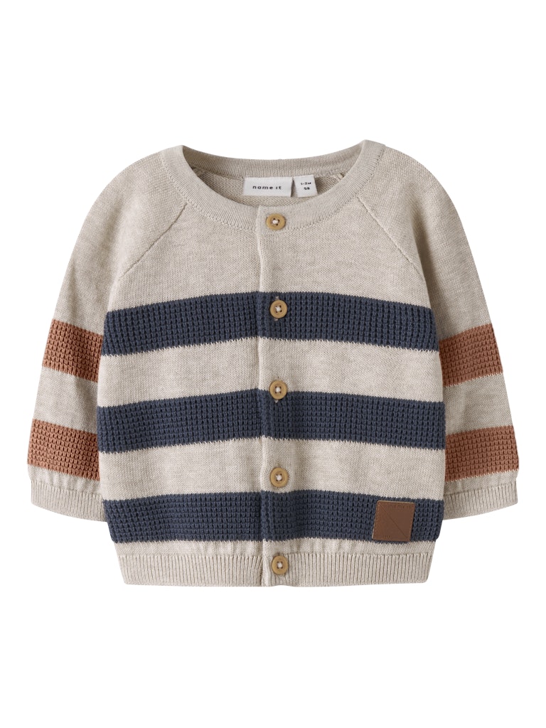 Children's cardigan with striped pattern on a white background