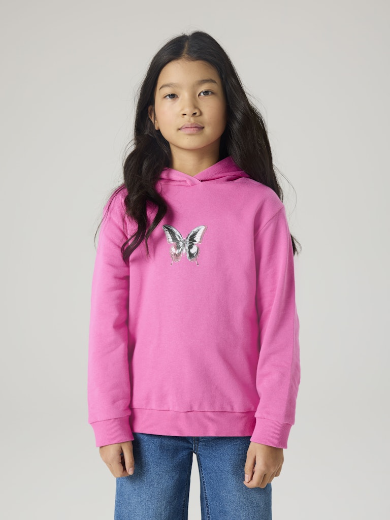 NAME IT Diviana Long Sleeve Hoodie Strawberry Moon front view