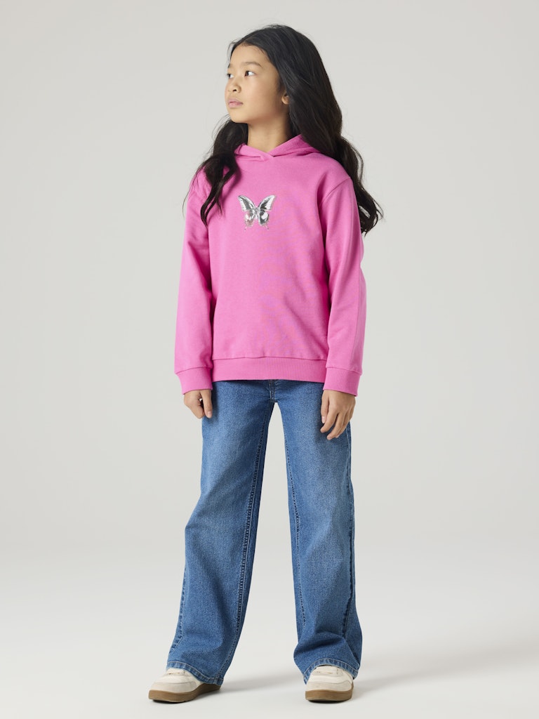 NAME IT Diviana Long Sleeve Hoodie Strawberry Moon model front view