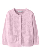NAME IT Fiaja Knit Cardigan Pear Sorbet model front view