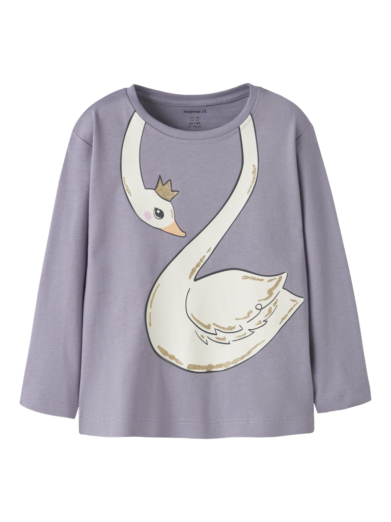 NAME IT Valiane Long Sleeve Regular Top Lavender Gray front view