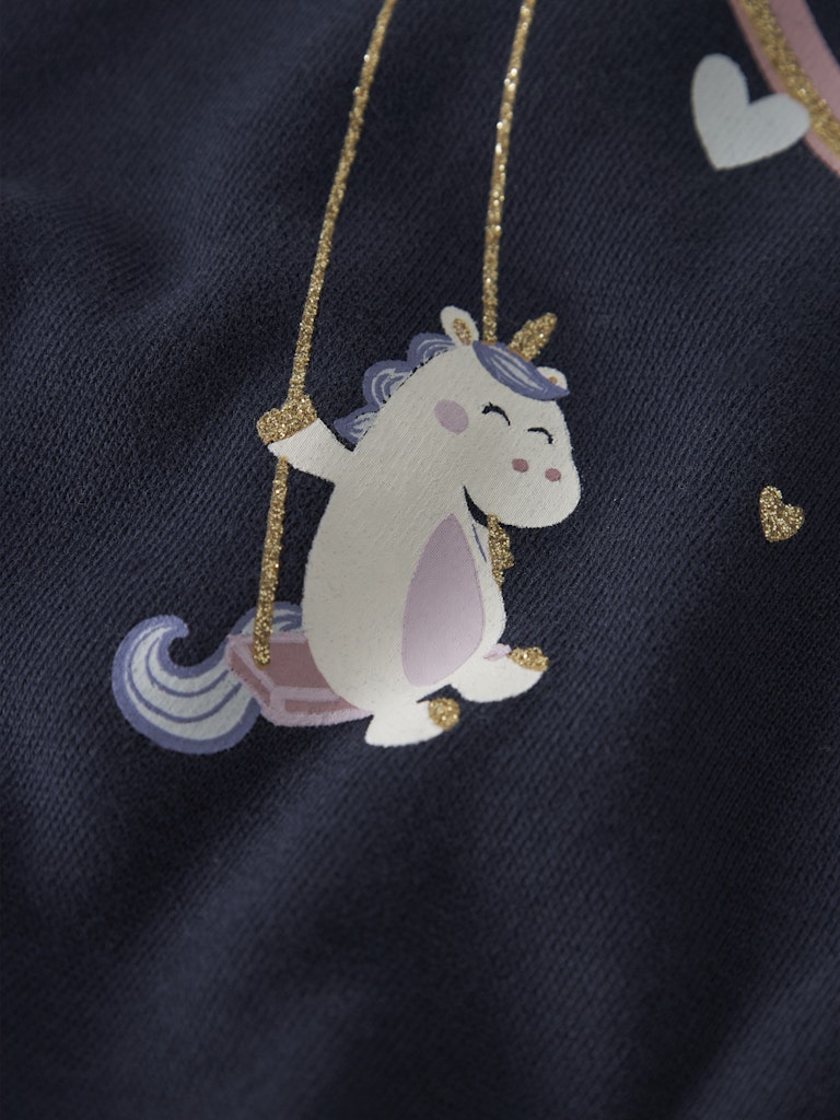 Girl's Valona Long Sleeve Long Sweat-Navy Blazer-Close Up View