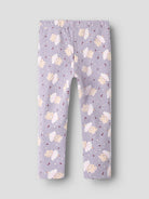 Floral-patterned leggings on a light gray background