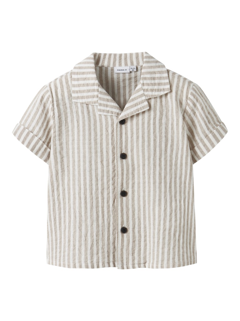 Striped short-sleeve shirt on a white background