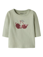 NAME IT Vubie Long Sleeve Top - Cloud Dancer/Dawn Pink/Swamp Swamp detail view