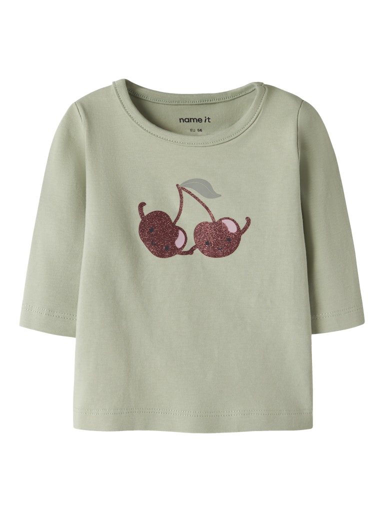 NAME IT Vubie Long Sleeve Top - Cloud Dancer/Dawn Pink/Swamp Swamp detail view