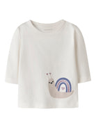 NAME IT Vubie Long Sleeve Top - Cloud Dancer/Dawn Pink/Swamp Cloud Dancer front view
