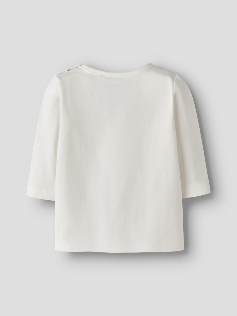 NAME IT Vubie Long Sleeve Top - Cloud Dancer/Dawn Pink/Swamp Swamp flat front view
