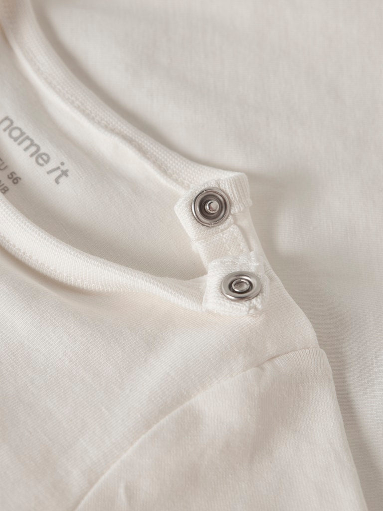 Newborn Girl's Vubie Long Sleeve Top - Cloud Dancer-Snap Button View