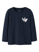 NAME IT Teartas Long Sleeve Top Navy Blazer model front view