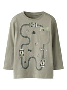 NAME IT Vilian Long Sleeve Regular Top Shadow model front view
