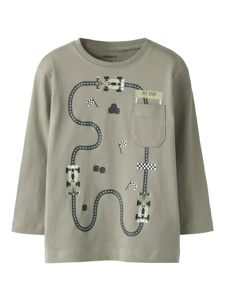 NAME IT Vilian Long Sleeve Regular Top Shadow model front view