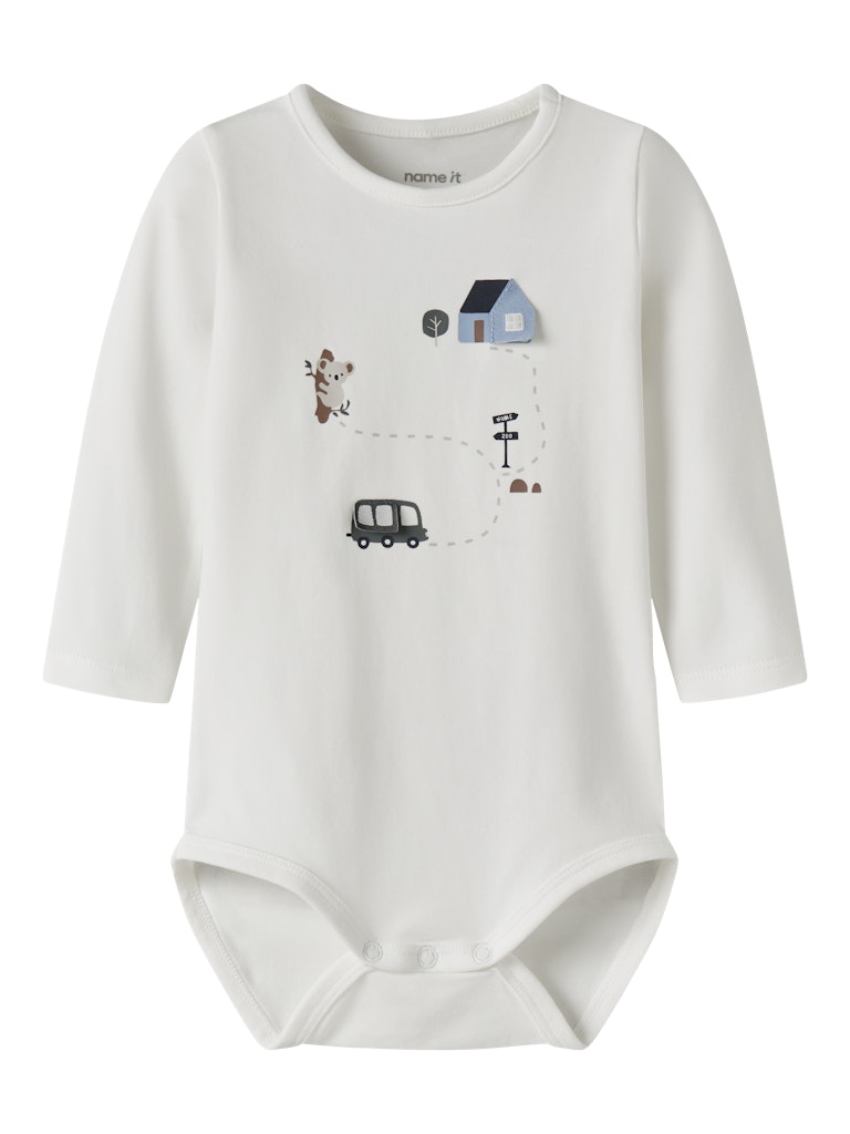 Newborn Bent Long Sleeve Body - Cloud Dancer-Front View