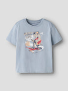 NAME IT Vanyo Short Sleeve T-Shirt Blue Fog Dino Skate front view
