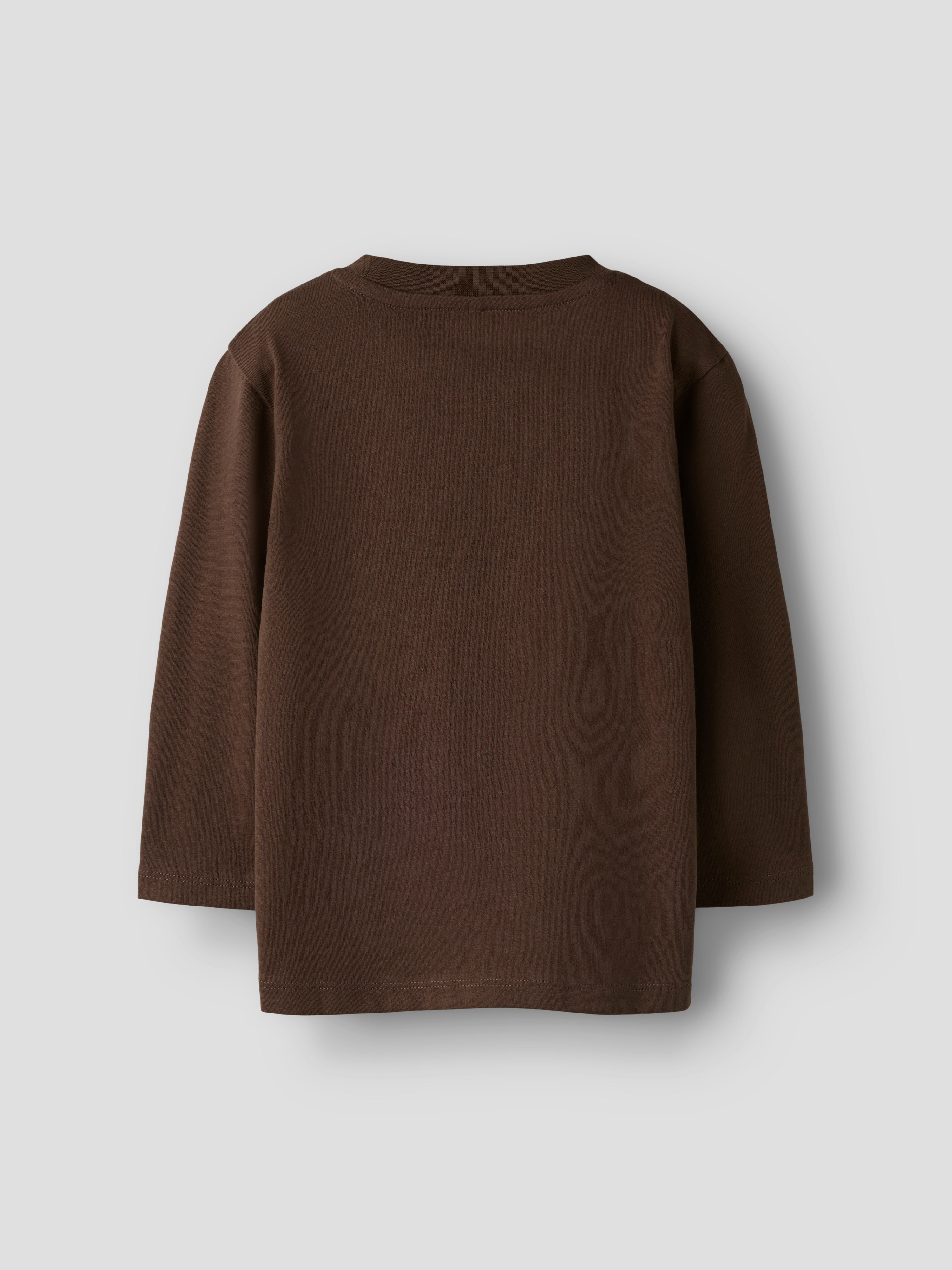 Brown long-sleeve shirt on a light gray background