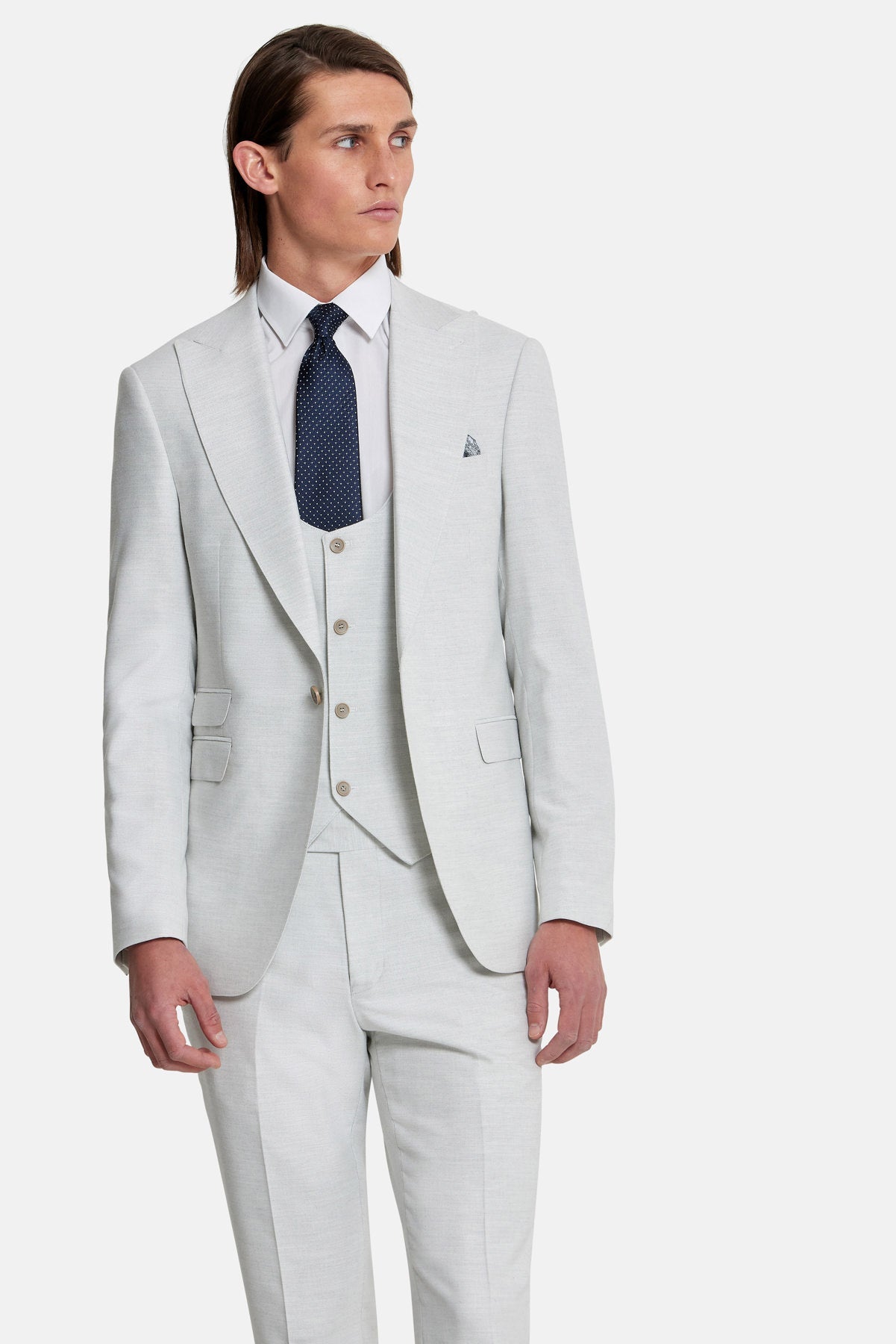 TRAVIS BENETTI Mens Napoli Ecru 3 Piece Suit Ecru detail view