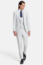 TRAVIS BENETTI Mens Napoli Ecru 3 Piece Suit Ecru model front view