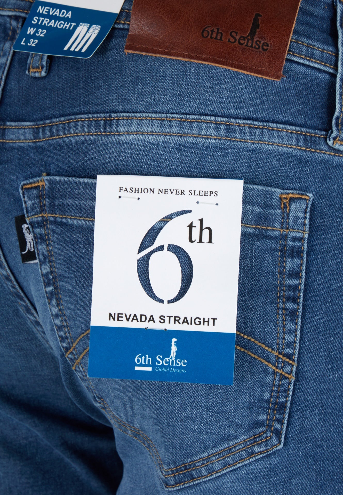 Men's Nevada Lightwash Jeans by 6th Sense-Back Pcoket View