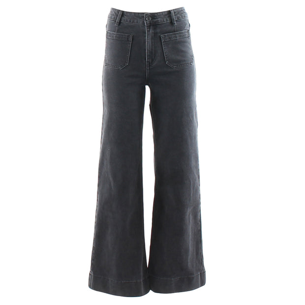 Ladies Nola Wide Leg Black Jean-Ghost Front View