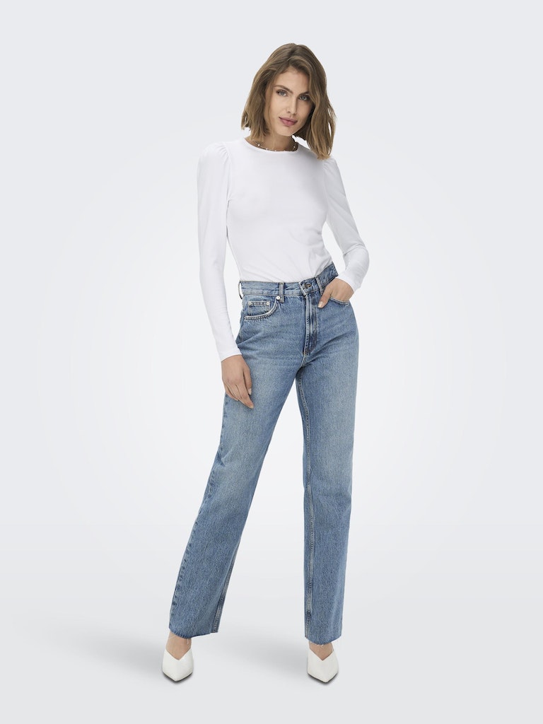 ONLY Riley Life High Waist Denim Jeans-Medium Blue Denim Medium Blue Denim model front view
