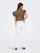 ONLY Madison High Waist Button Wide Denim 730-White Denim White DENIM detail view