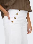 ONLY Madison High Waist Button Wide Denim 730-White Denim White DENIM back view