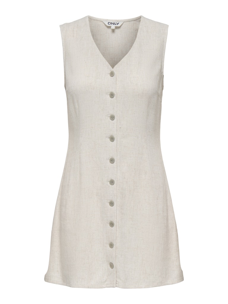 Ladies Siesta Linen Blend Mini Dress-Moonbeam-Front View