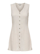 ONLY Siesta Linen Blend Mini Dress-Moonbeam Moonbeam detail view