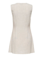 ONLY Siesta Linen Blend Mini Dress-Moonbeam Moonbeam back view