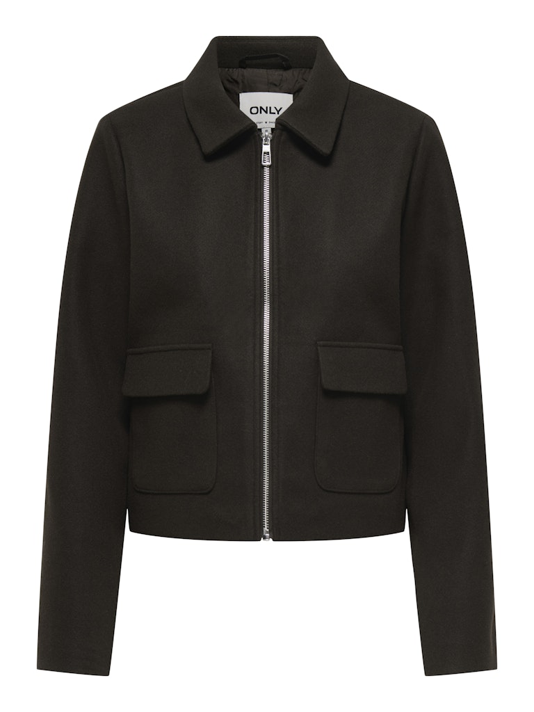 Brown jacket with a zipper on a white background