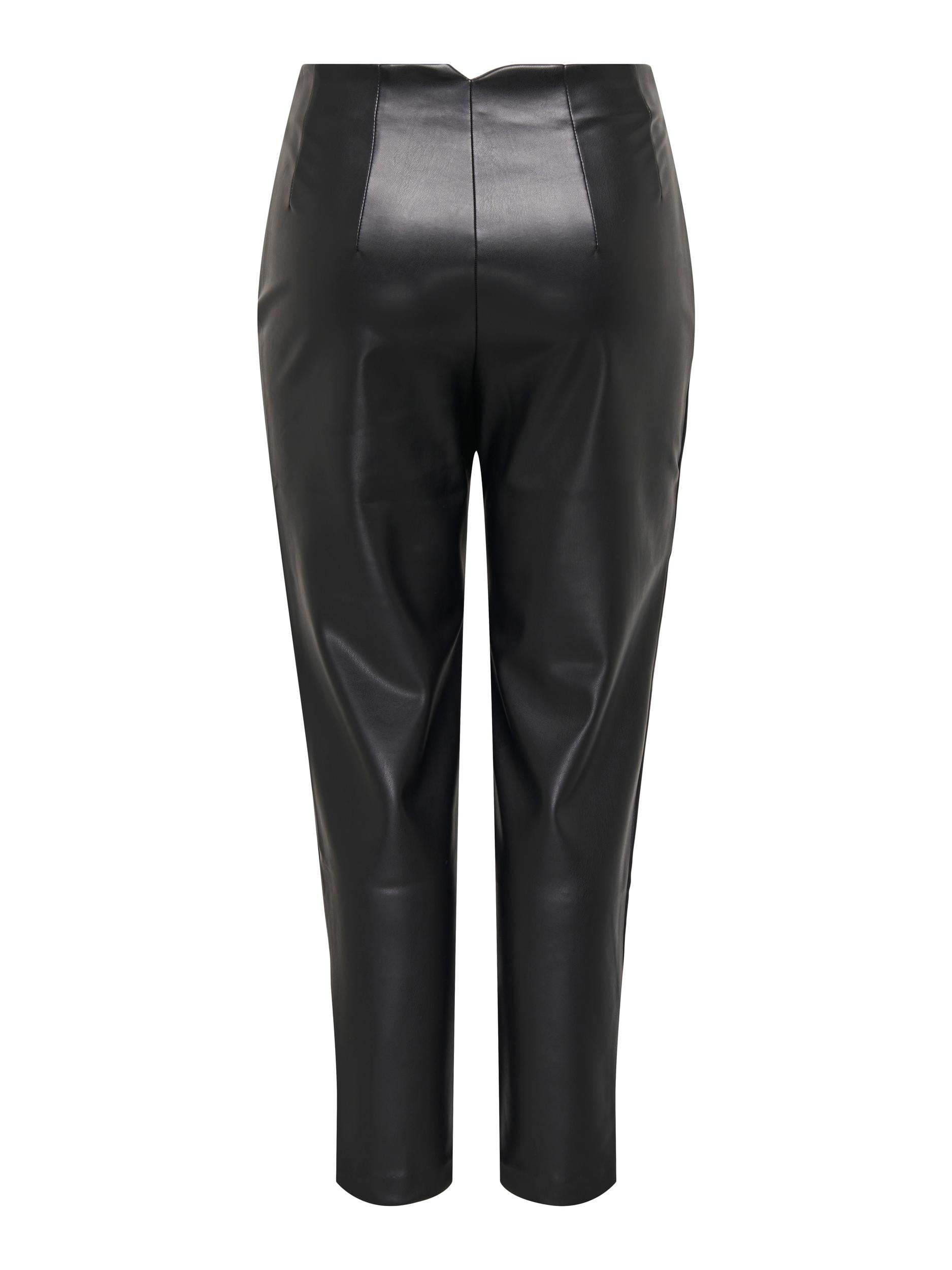 Ladies Raven Idina High Waist Faux Leather Pant-Black-Ghost Back View