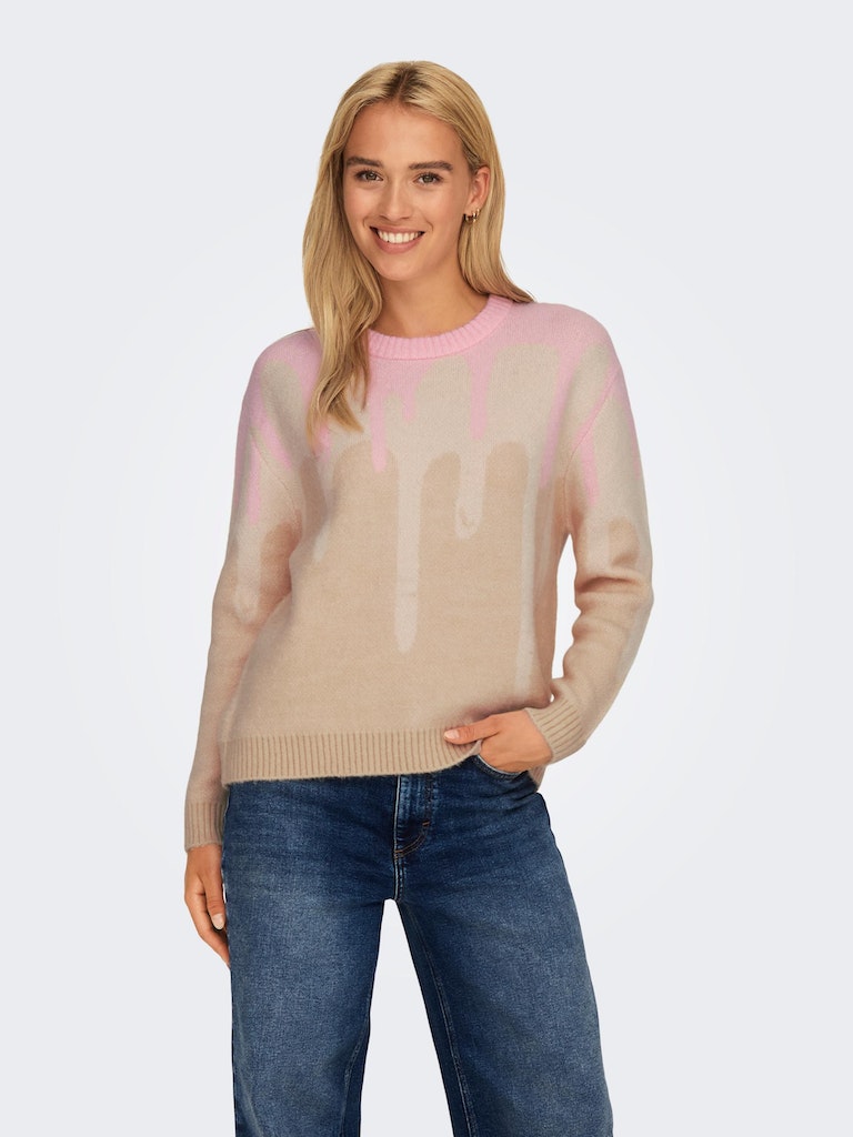 Ladies Ice Long sleeve Birch O Neck Knit-Front View