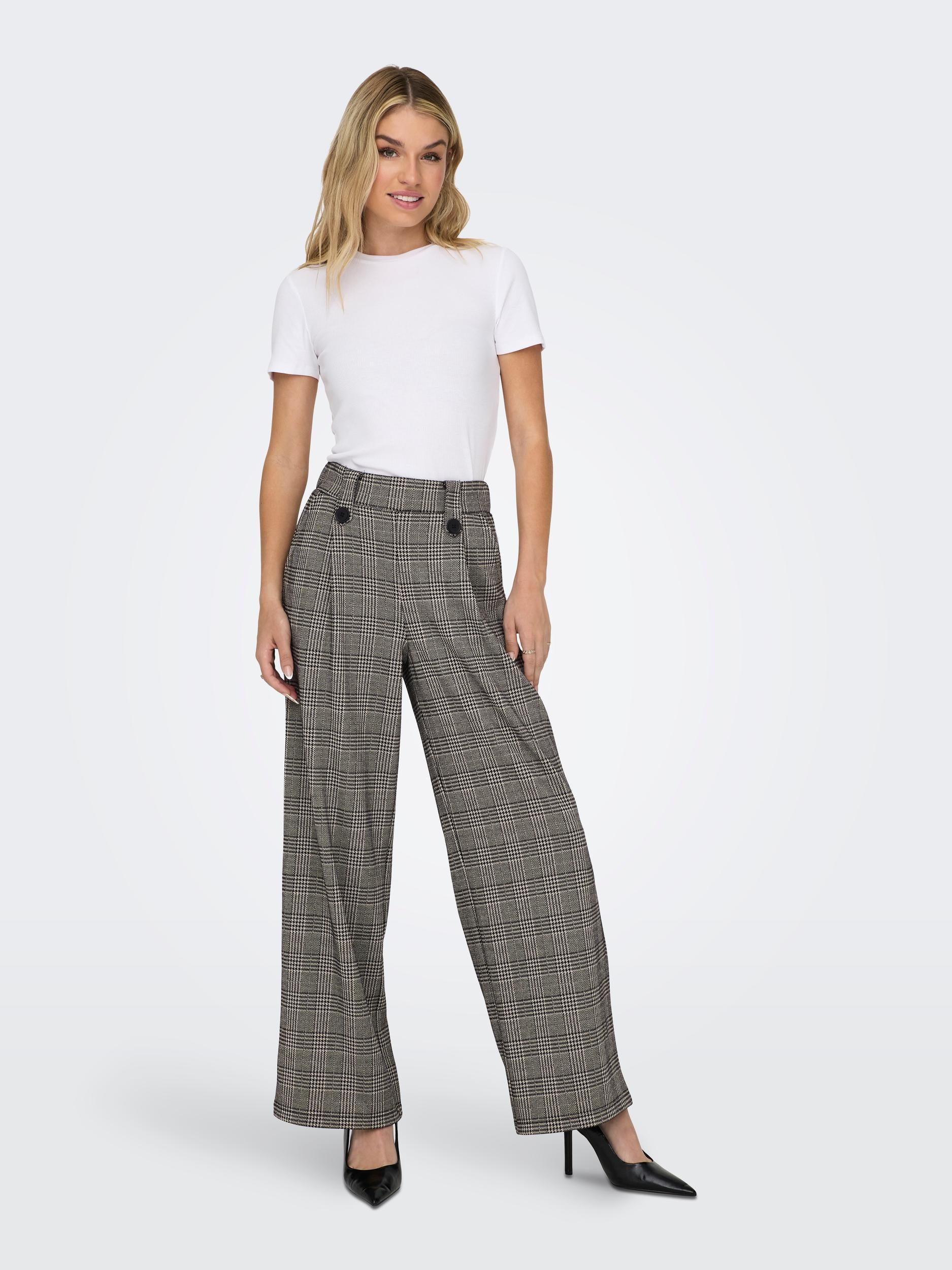 Ladies Sania Button Pumice Stone Pant-Model Full Front View