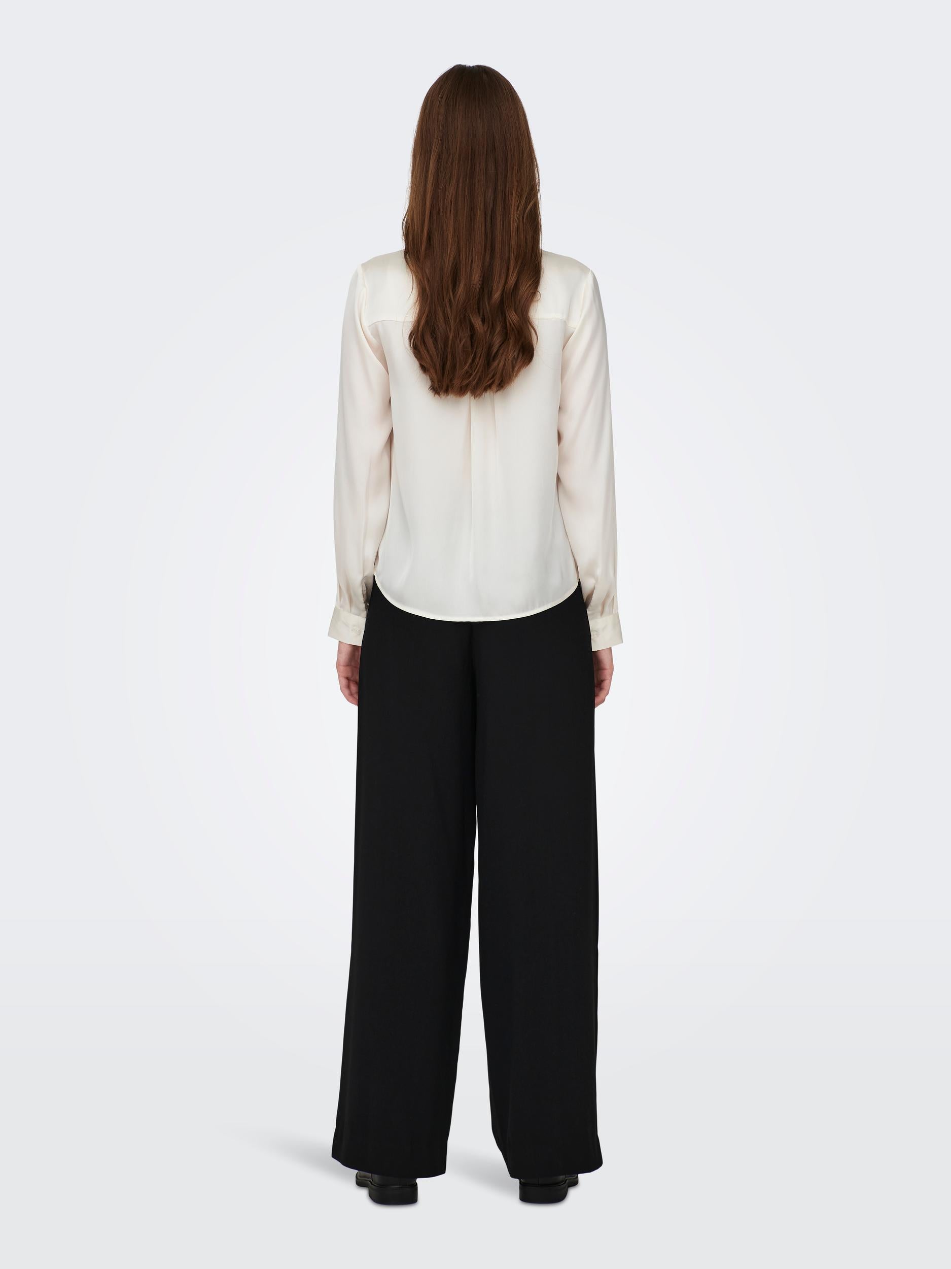 Zora Long Sleeve V-neck Collar Macadamia Top-Back view