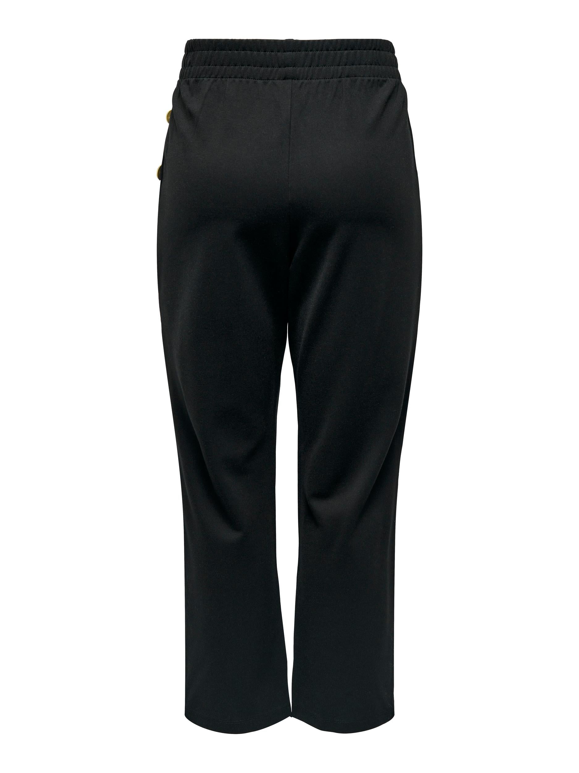 Ladies Cally Button Ancle Pant-Black-Back View
