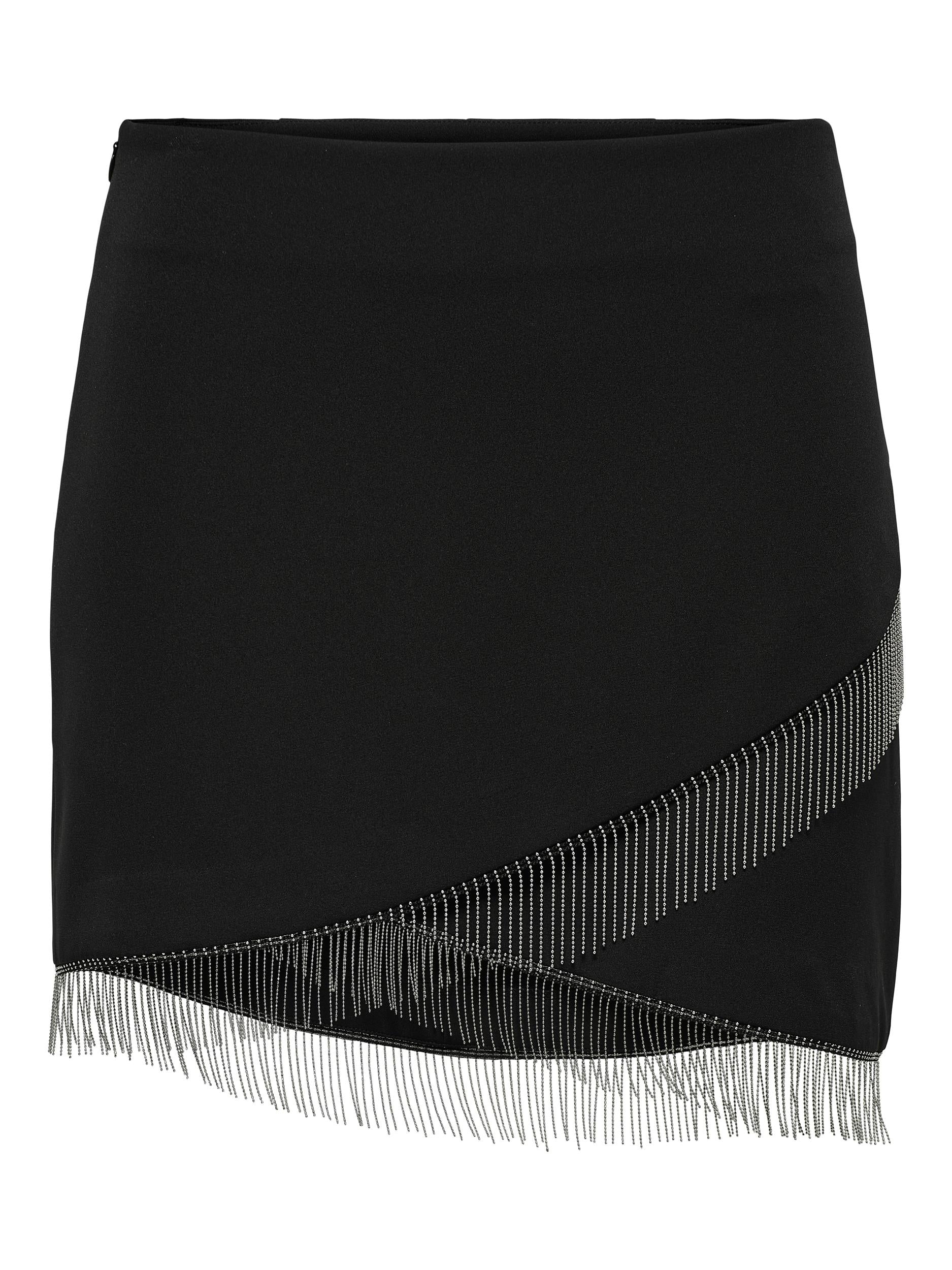 Ladies Orleen Rhinestone Mini Skirt-Black-Back View